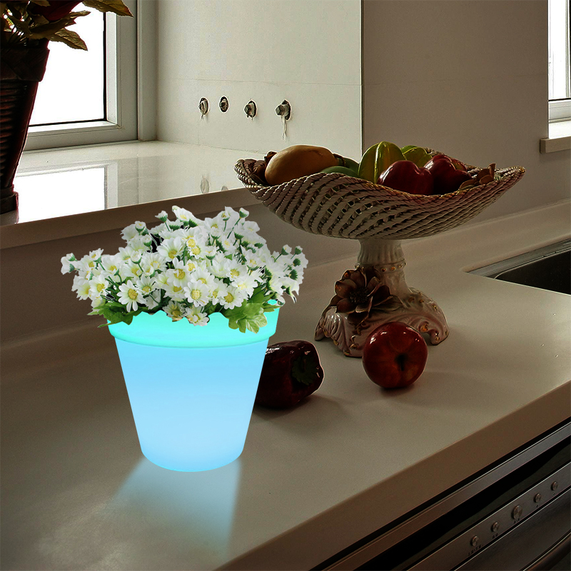 RGBカラーチェンジLED植物ポットテーブルランプタッチコントロール、リビングルーム用のソリッドウッドベースのあるモダンなシンプルなPEプラスチック製フラワーポットLEDテーブルランプ/bedroom/office